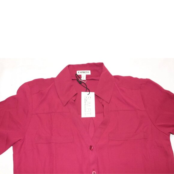 Express Women's Long Sleeve Button-up Pink Shirt NWT Size XS - Picture 2 of 8